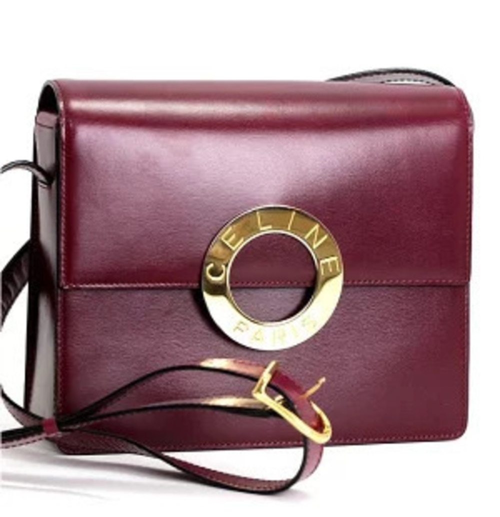 Celine Circle Shoulder Bag Leather Bordeaux Purple